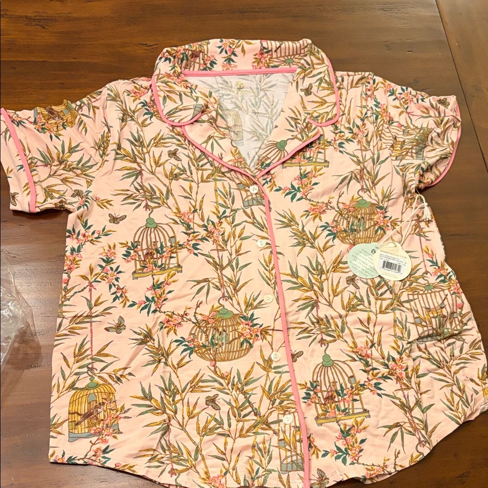 Spartina 449 Pink Bamboo Print Pajama Too Shorts and Pants set